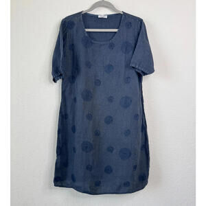 Puro Lino Women’s 100%‎ Linen Embroidered Short Sleeve Dress Italy Lagenlook